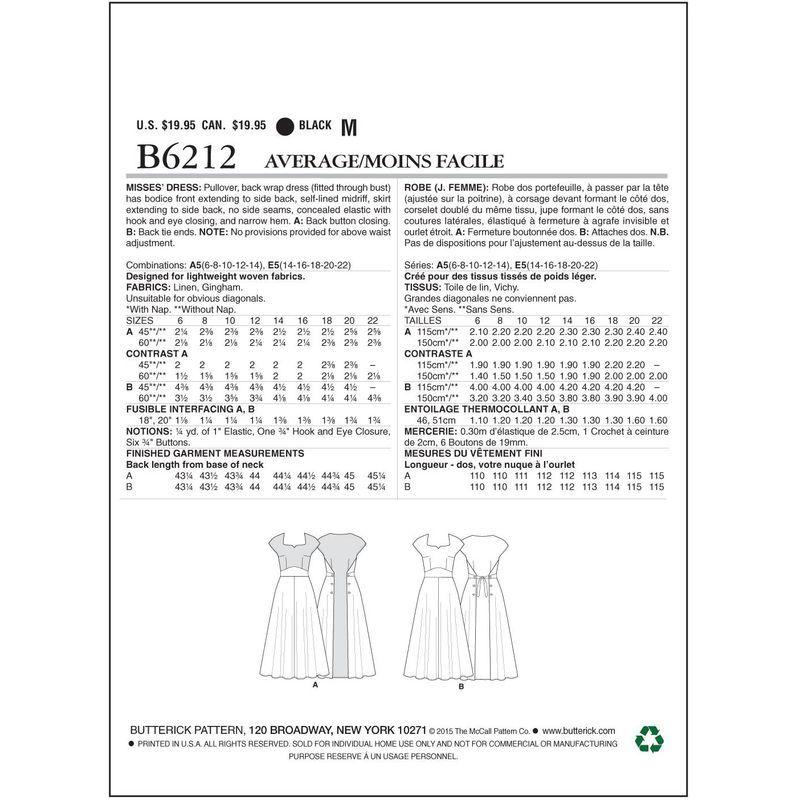 Butterickレトロ 1952年代 プルオーバー バックラップ ワンピースドレスの型紙セット サイズ Us6 8 10 12 14 B6 ドットコム 通販 Yahoo ショッピング