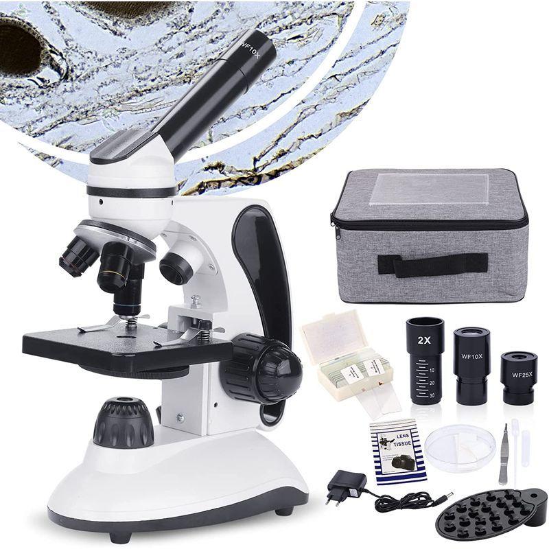 顕微鏡光学顕微鏡40 00倍スライドセット デュアルled照明 子供用 生物顕微鏡 小学生 アダプターを備えた子供学生大人のための科 Zkgmu Kz