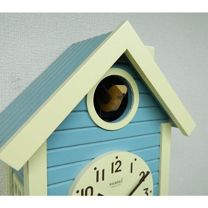 さんてる(Suntel) 掛け時計 アクアブルー 405×240×140mm 国産 手作り 鳩時計 北欧カラー アクアブルー SQ03AB アクアブルー 405×240×140mm Suntel 掛け時計 国産 手作り 鳩時計 北欧カラー SQ03AB