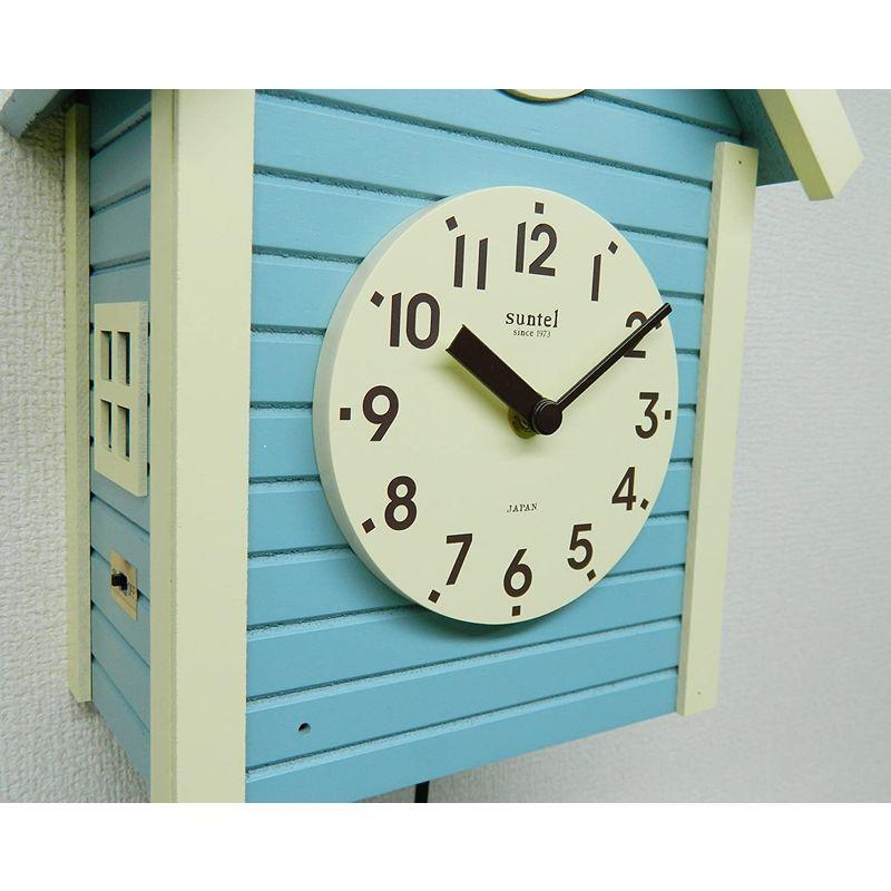 さんてる(Suntel) 掛け時計 アクアブルー 405×240×140mm 国産 手作り 鳩時計 北欧カラー アクアブルー SQ03AB アクアブルー 405×240×140mm Suntel 掛け時計 国産 手作り 鳩時計 北欧カラー SQ03AB