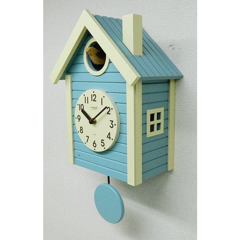 さんてる(Suntel) 掛け時計 アクアブルー 405×240×140mm 国産 手作り 鳩時計 北欧カラー アクアブルー SQ03AB アクアブルー 405×240×140mm Suntel 掛け時計 国産 手作り 鳩時計 北欧カラー SQ03AB