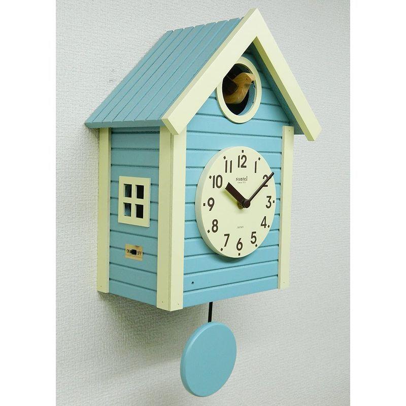 さんてる(Suntel) 掛け時計 アクアブルー 405×240×140mm 国産 手作り 鳩時計 北欧カラー アクアブルー SQ03AB アクアブルー 405×240×140mm Suntel 掛け時計 国産 手作り 鳩時計 北欧カラー SQ03AB