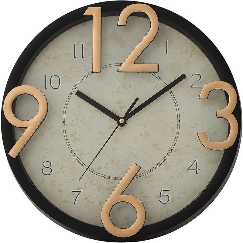 壁掛け時計 おしゃれ アンティーク風 レトロ 輸入 2黒 ゴールド アナログ 丸形 ギフト インテリア 非電波 ドットコム 通販 Yahoo ショッピング