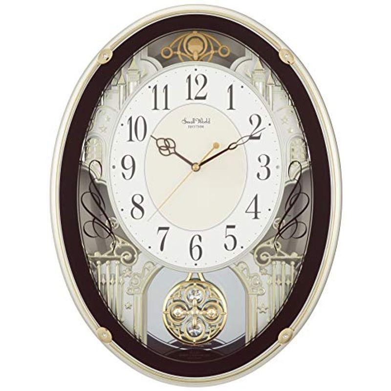 掛け時計 電波時計 からくり時計 メロディ付き スモールワールドプラウド ブラウン リズム(RHYTHM) 4MN523RH06