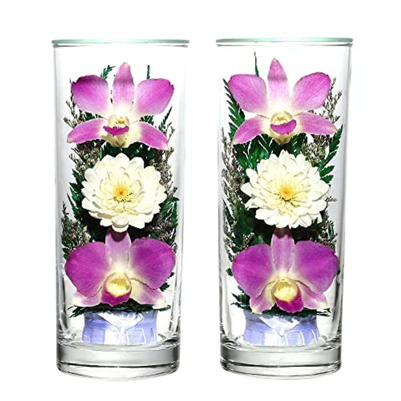 （なないろ館）お供え 花 グラスフラワー 2本セット 仏花 仏壇 枯れない 手元供養 お悔やみ お盆 お彼岸 お墓参り 喪中見舞い ペット