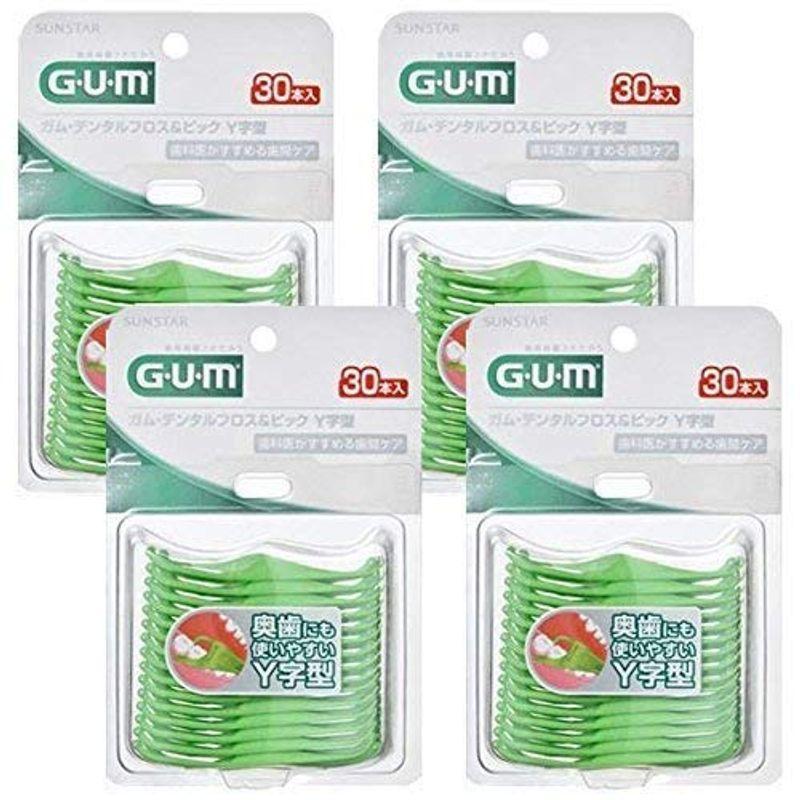 セット品GUM(ガム)・デンタルフロス&ピック Y字型 30P×4個 2022122609213700165ドットコム 通販