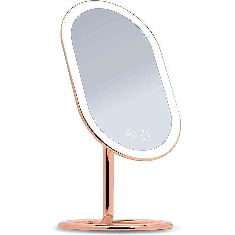 Fancii LED 化粧鏡 プレミアムメイクミラー 3ライト設定 金属女優ミラー、3色調光 コードレス 充電式 スタンド卓上鏡 (Vera