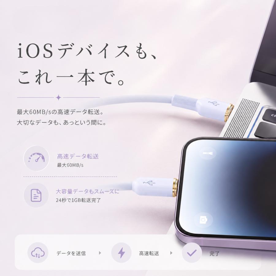 充電ケーブル 急速充電 液体シリコン タイプC ライトニング USB-C PD 100W 27W 6A 絡まない 断線しにくい iPhone17 iPhone16 Pixel 対応 スプリング 2m おしゃれ | ブランド登録なし | 02