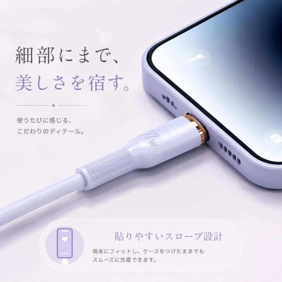 充電ケーブル 急速充電 液体シリコン タイプC ライトニング USB-C PD 100W 27W 6A 絡まない 断線しにくい iPhone17 iPhone16 Pixel 対応 スプリング 2m おしゃれ | ブランド登録なし | 06