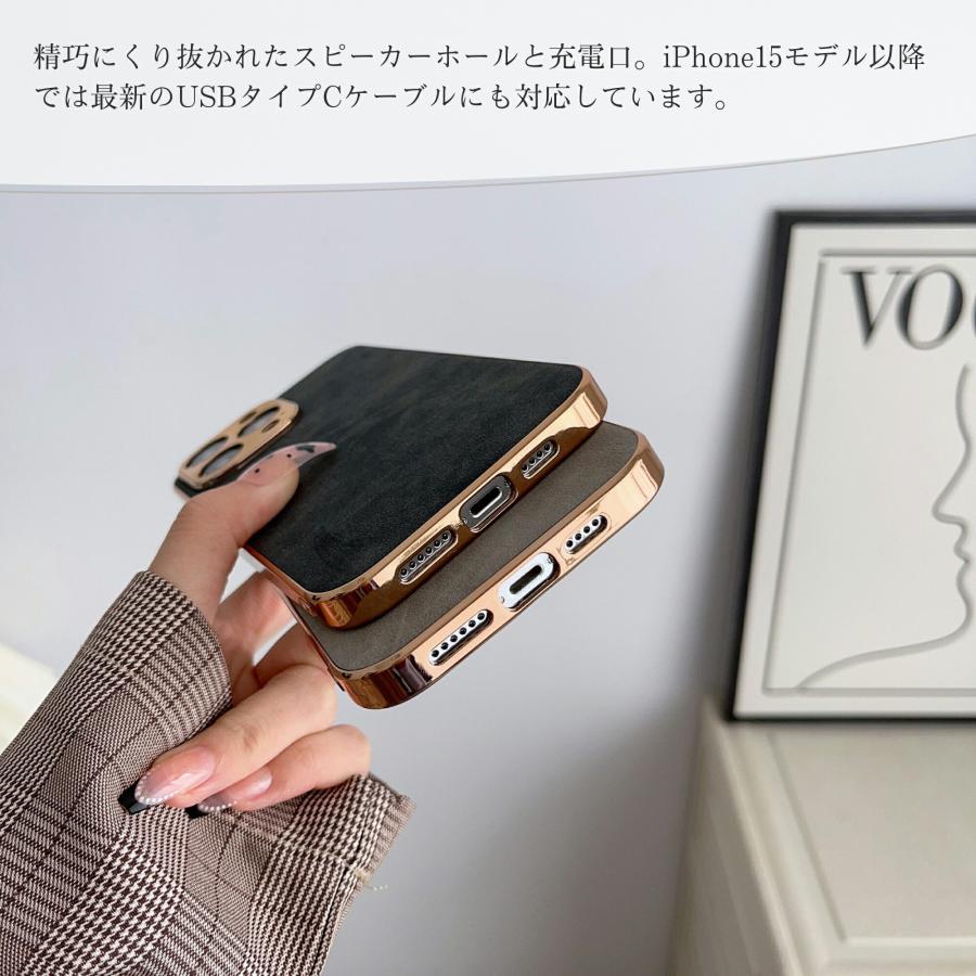 iPhone15 ケース iPhone15Pro ケース iPhone 14 ケース iPhone13 ケース iPhoneケース かわいい 韓国 おしゃれ 薄型 レザー カメラ保護 ストラップホール付き｜dottodot｜10