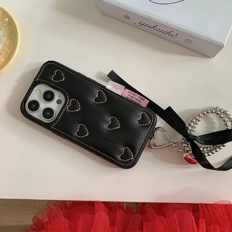 iPhone17 ケース iPhone16 iPhone15 レザー 韓国 かわいい ハート