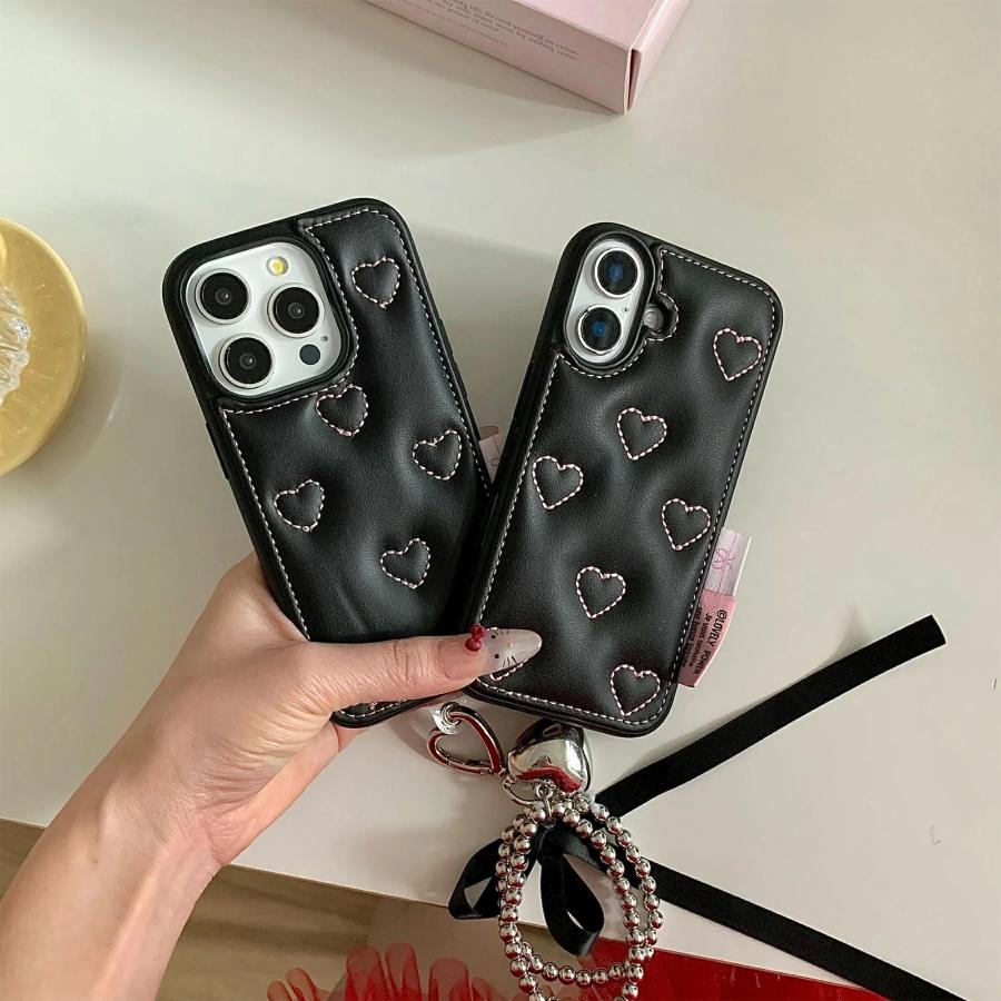 iPhone17 ケース iPhone16 iPhone15 レザー 韓国 かわいい ハート