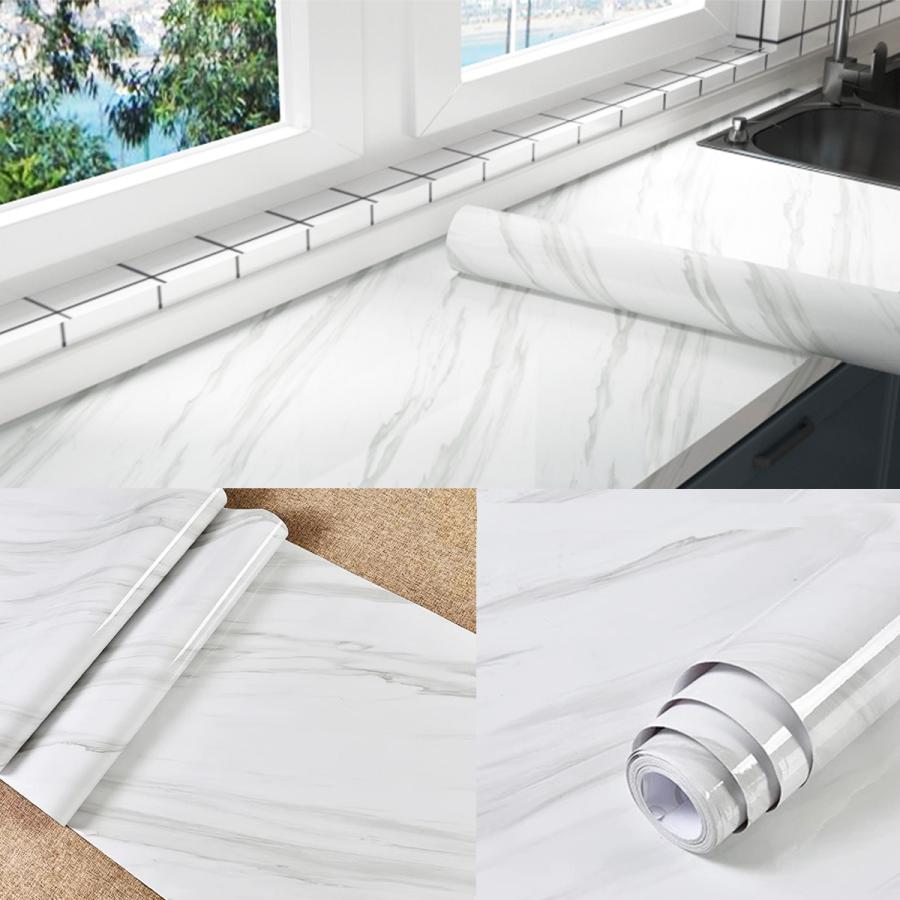 大理石シート ライトブラック リメイクシート 大理石 防水 耐熱 キッチン用 はがせる壁紙 テーブル 光沢があり 60CMx5M DIY カッティングシート 家具 台所 |  | 06