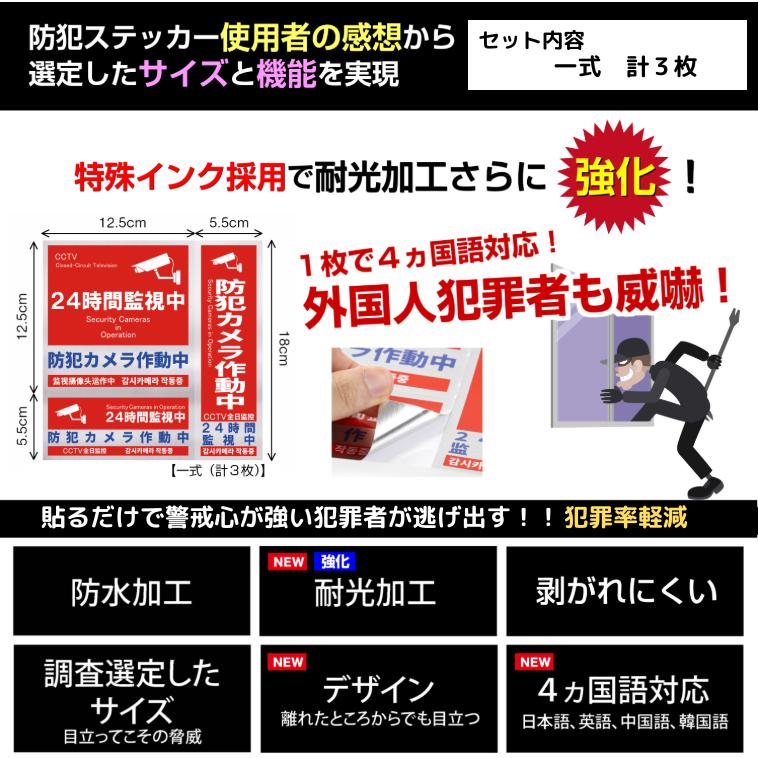防犯ステッカー 防犯シール ボックス型  通常版 選べるセット１式3枚セット セキュリティーステッカー 防犯カメラステッカー 防犯シール 防水 耐光 監視シール |  | 05
