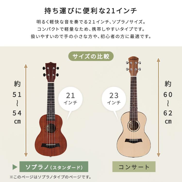 ウクレレ 初心者でも始めやすい12点セット 21インチ(ソプラノ