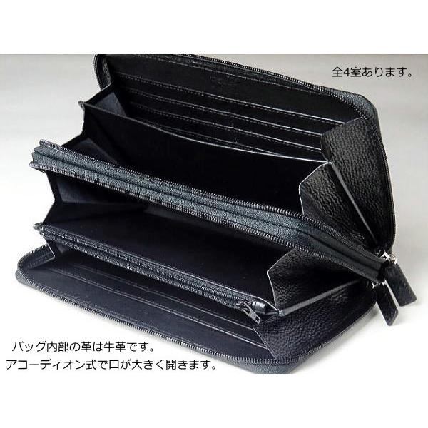 本革 オーストリッチ セカンドバッグ ダブルラウンドファスナー スリム