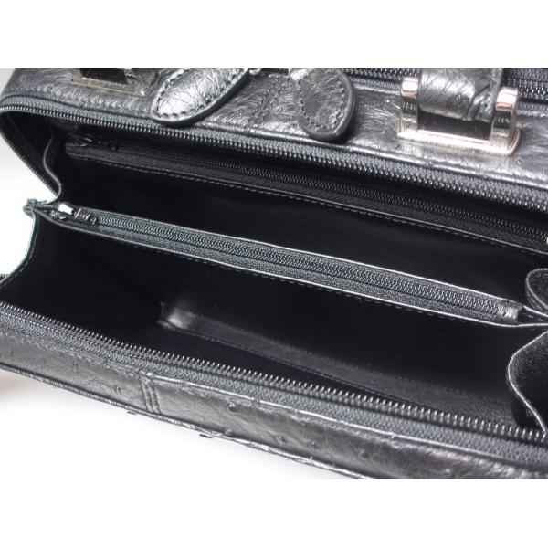 本革 オーストリッチ セカンドバッグ ミニトランク型 ブラック 本革 オーストリッチ セカンドバッグ ミニトランク型 ブラック
