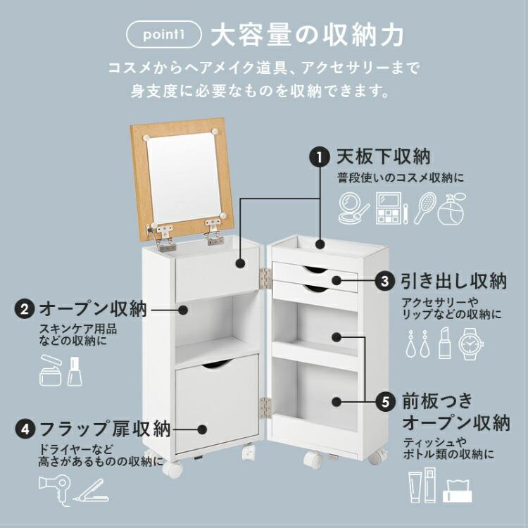 【匿名配送・いいね放置❌】 コスメワゴン ドレッサー コンパクト ホワイト ドレッサー コンパクト コスメ ワゴン 収納 ボックス おしゃれ 小さい