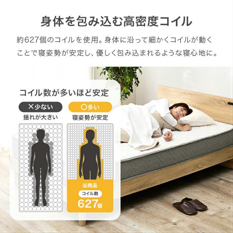 マットレス セミダブル ポケットコイル 極厚 ベッドマット 厚み20cm 高