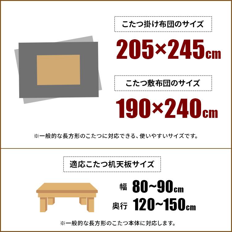 こたつ布団 長方形 掛敷セット コタツ布団セット 洗える こたつ布団 セット 150×90 掛け敷き こたつ用布団 無地 おしゃれ こたつふとん 5尺｜double-oo｜24