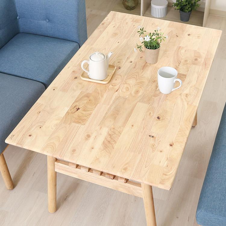 ナチュラルウッド ダイニングテーブル　収納棚付き ダイニングテーブル 幅120cm 収納 棚付き 天然木 4人掛け 食卓 北欧