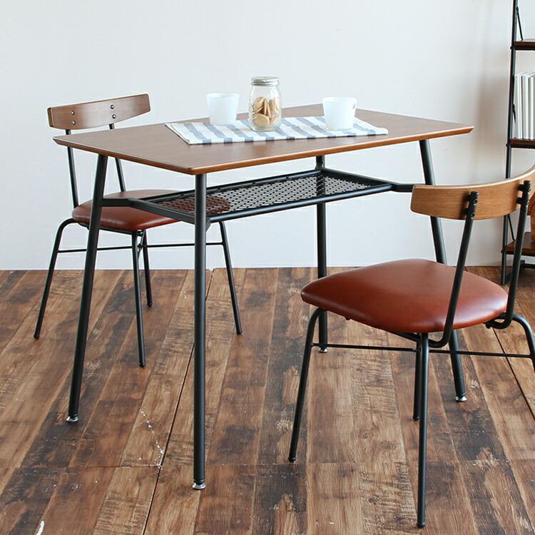 ダイニングテーブル 2人 単品 木製 テーブル 2人用 長方形 天然木 アイアン カフェテーブル ウォールナット おしゃれ 北欧 アンティーク｜double-oo｜02