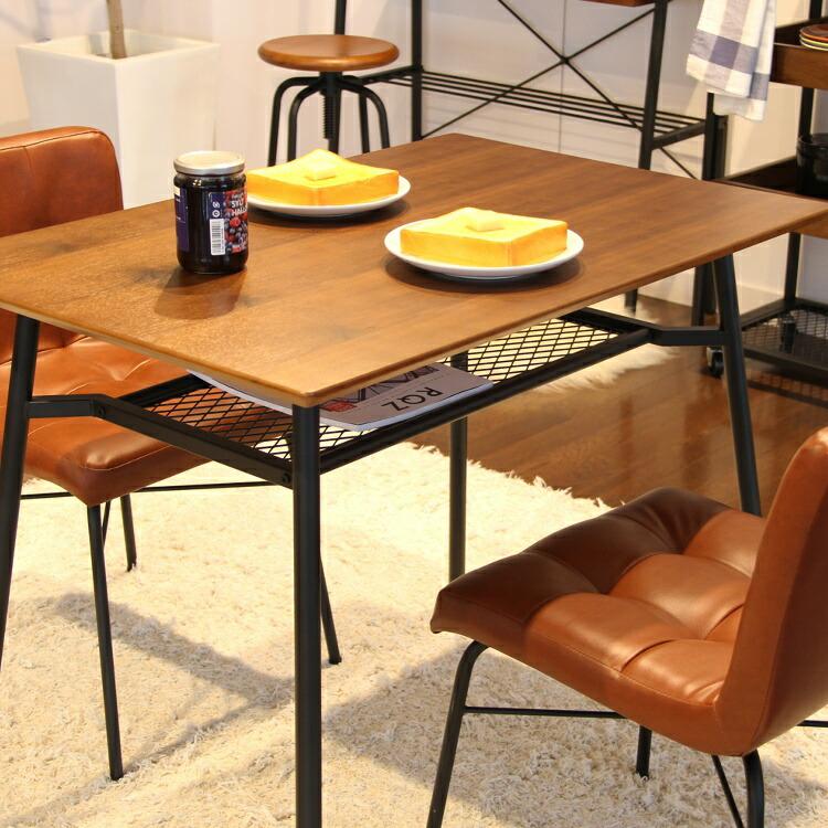 ダイニングテーブル 2人 単品 木製 テーブル 2人用 長方形 天然木 アイアン カフェテーブル ウォールナット おしゃれ 北欧 アンティーク｜double-oo｜03