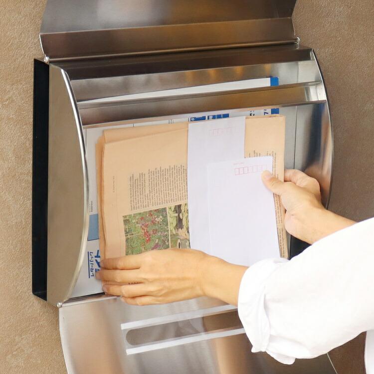郵便ポスト 壁掛け 窓付き 鍵付き A4対応 ステンレス おしゃれ モダン