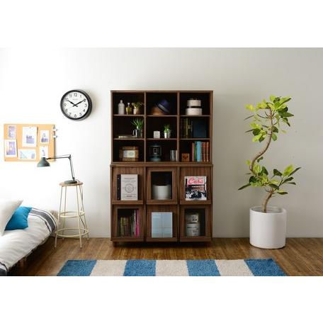 収納 ディスプレイラック フラップ扉 おしゃれ 大容量 レコードラック