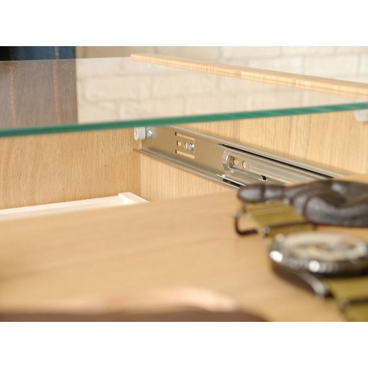 センターテーブル おしゃれ ローテーブル 木製 北欧 ガラス ディスプレイ モダン ナチュラル テーブル 引き出し リビングテーブル 収納 完成品｜double-oo｜05