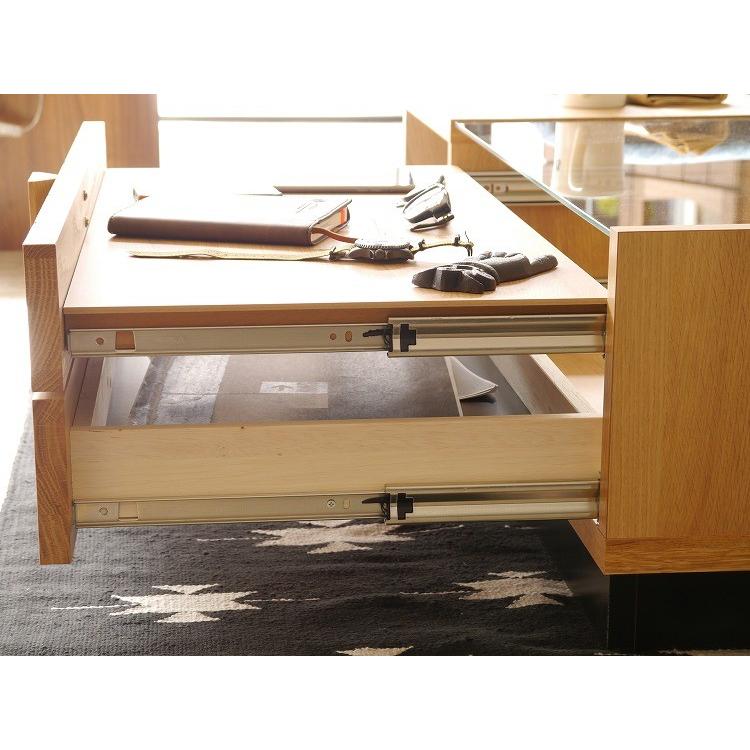 センターテーブル 収納 引き出し 完成品 幅110cm ガラステーブル 北欧