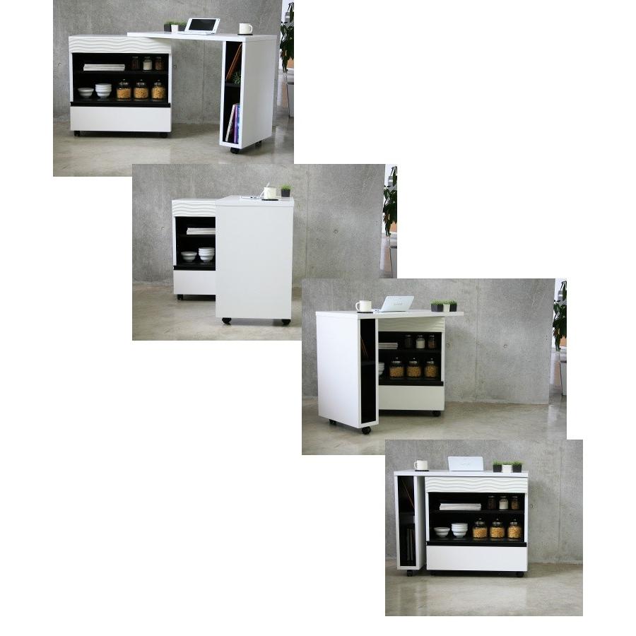 デスク 収納付き 机 L字 完成品 キャスター付き キッチンカウンター