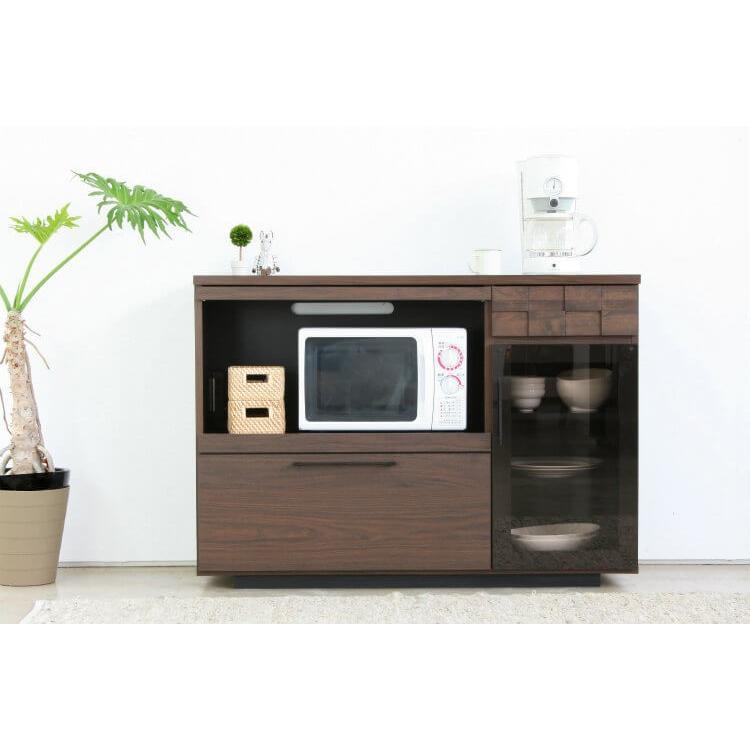 キッチンカウンター 幅120cm 完成品 日本製 間仕切り 背面化粧