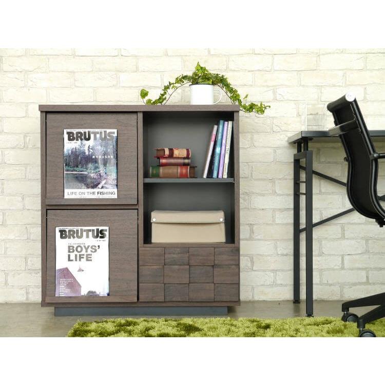 本棚 フラップ扉 おしゃれ 完成品 ディスプレイラック リビング 収納