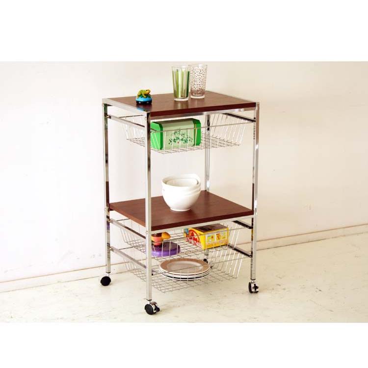キッチンワゴン カゴ付き 収納 キャスター付き ワゴン 天板付き 木製