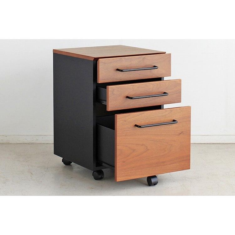 昭和レトロ 木製チェスト デスクワゴン 3段 引き出し収納 古家具 キャスター付 昭和レトロ 木製チェスト デスクワゴン 3段 引き出し収納 古家具