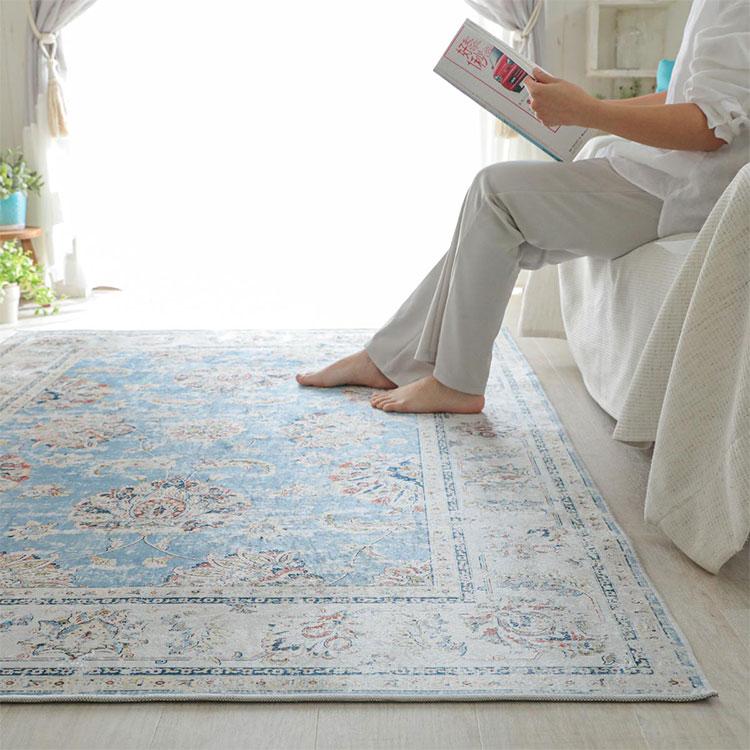 爆買 ラグマット 洗える ヴィンテージ風 1.5畳 カーペット 絨毯 ラグ