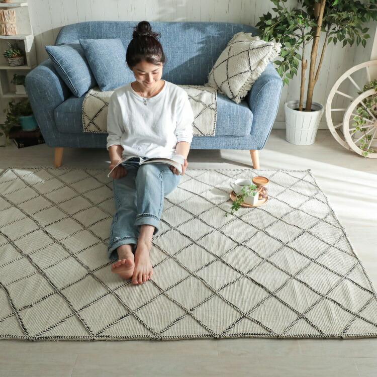 ラグ おしゃれ ラグマット コットンラグ 綿 北欧 コットン インド綿 薄手 ニット柄 ベニワレン 1 5畳 ラグカーペット ネイティブ リビングラグ ハンドメイド 27 509 Ragu サムライ家具 通販 Yahoo ショッピング