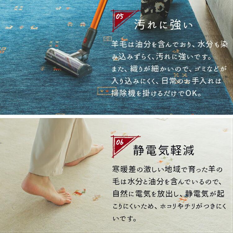 ラグ ギャベ ラグマット じゅうたん 130×190 おしゃれ ウール ギャッベ絨毯 手織り 本物 【リブ付き】 インド エスニック