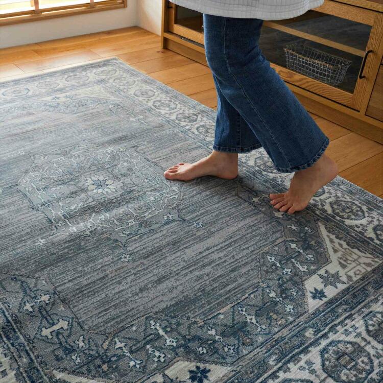 ラグ ヴィンテージ風 ペルシャ絨毯風 オリエンタル柄 2畳 ラグマット ペルシャ風 メダリオン柄 おしゃれ じゅうたん 夏用ラグ : サムライ ...
