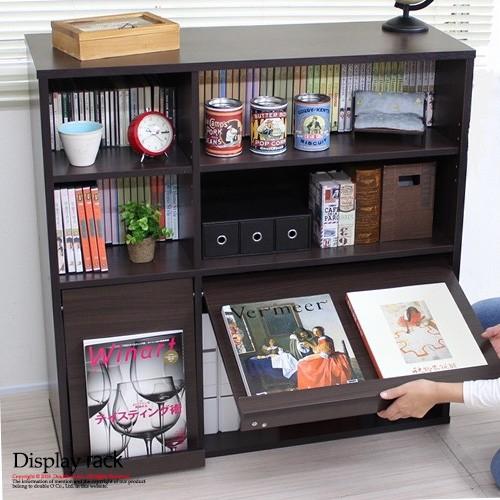 本棚 おしゃれ ディスプレイラック 北欧 木製 白 収納 棚 ラック 絵 カラーボックス オープンラック ホワイト 扉付き フラップ扉 キャビネット リビング収納 31 080 Dbr サムライ家具 通販 Yahoo ショッピング