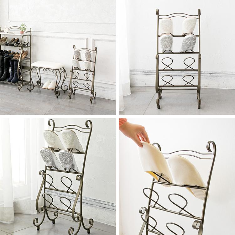 スリッパラック おしゃれ 姫系 玄関収納 アイアン スリッパ収納 北欧