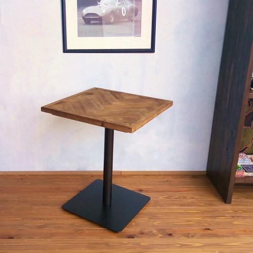 カフェテーブル おしゃれ ダイニングテーブル テーブル 木製 無垢 幅60cm 2人用 2名用 ビンテージ 1本脚 古木 311106