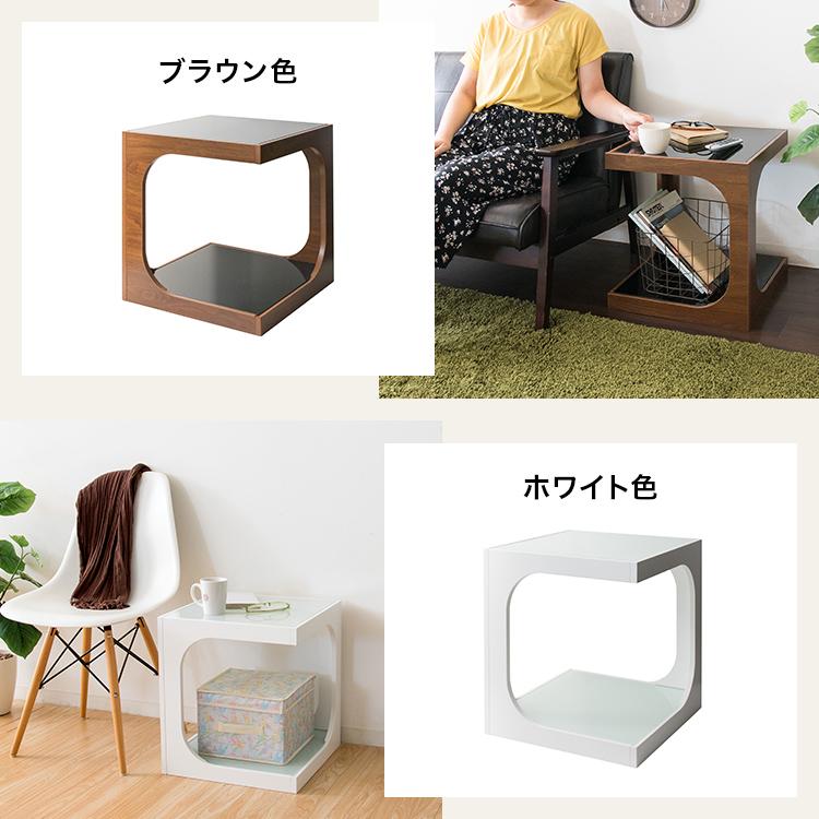 サイドテーブル ガラス天板 正方形 幅40cm 高さ45cm おしゃれ モダン
