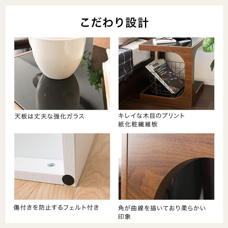 サイドテーブル ガラス天板 正方形 幅40cm 高さ45cm おしゃれ モダン