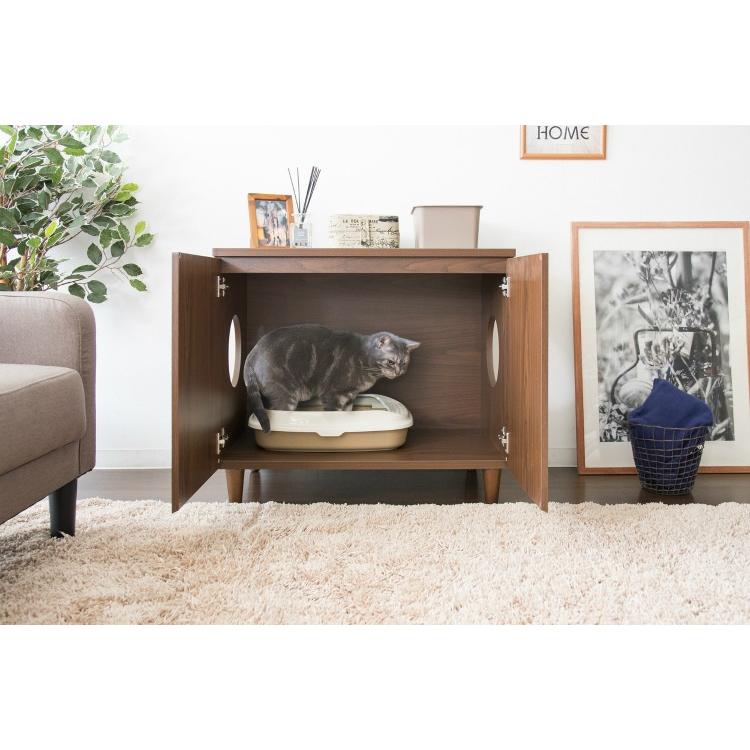 キャットハウス おしゃれ キャットタワー 木製 北欧 猫 キャット トイレ ボックス キャビネット 脚付き 扉付き ペット用品 収納 猫砂 猫用品 収納家具 猫ハウス 31 1593 サムライ家具 通販 Yahoo ショッピング