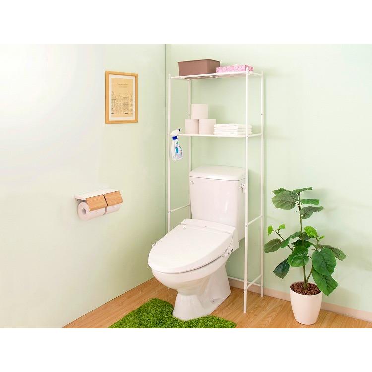 トイレラック おしゃれ トイレ収納 スチールラック 棚 ラック 白 シンプル トイレットペーパー収納 ハイタイプ ホワイト トイレ上 収納棚 31 1597 サムライ家具 通販 Yahoo ショッピング