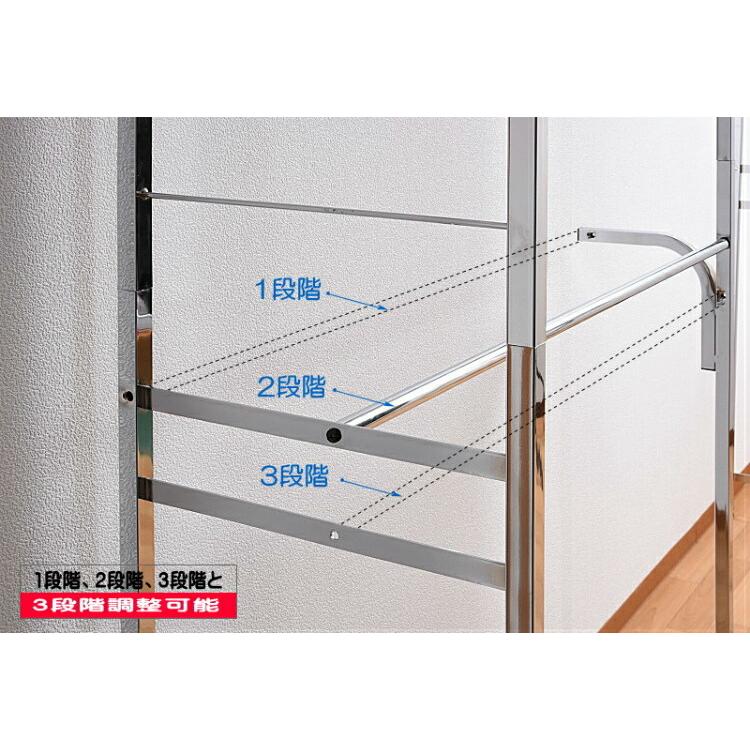 ハンガーラック 突っ張り 最大幅250cm 伸縮 2段 クローゼット ワードローブ 棚付き 壁面収納 大容量 頑丈 洋服掛け_6
