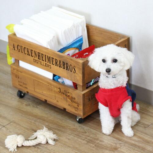 キャスター付き 木箱 ボックス ペットボトル 収納 500ml アンティーク  