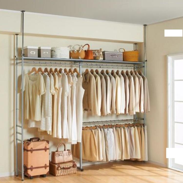 突っ張り壁面収納　シンプル　大容量 突っ張り ラック シェルフ 棚付き 壁面収納 つっぱり つっぱり棚